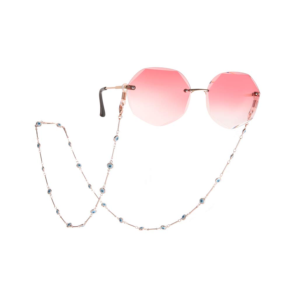 LIKGREAT Cadena para gafas de ojo malvado, cadena para gafas de lectura, soporte de vidrio para el cuello, cordón para gafas de sol, correa para mujeres y niñas