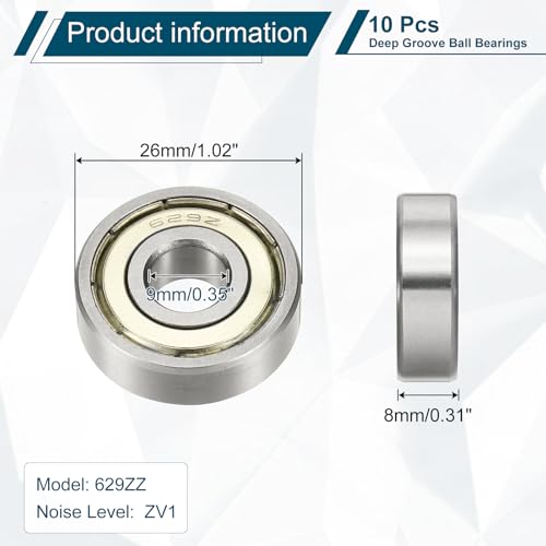 Rodamientos 629ZZ uxcell de acero cromado para eliminar ruidos en motores 2