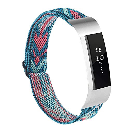 Image of Adjustable Elastic Bands Compatible with Fitbit Alta /Alta HR, Soft Stretchy Nylon Sports Breathable Replacement Wristbands for Women Men (Green Arrow)