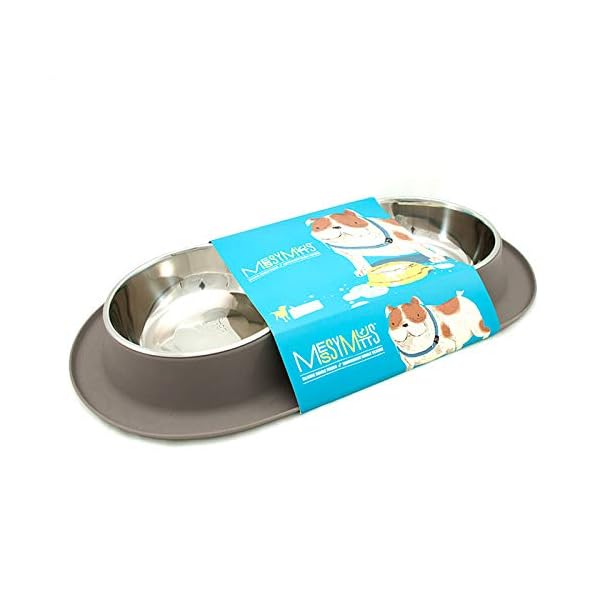 Messy Mutts Double Silicone Feeder with Stainless Bowls | Non-Skid Food Dishes for Dogs for All Pets | Dog Food Bowls | Medium, 1.5 Cups Per Bowl | Grey Messy Mutts Double Silicone Feeder with Stainless Bowls | Non-Skid Food Dishes for Dogs for All Pets | Dog Food Bowls | Medium, 1.5 Cups Per Bowl | Grey