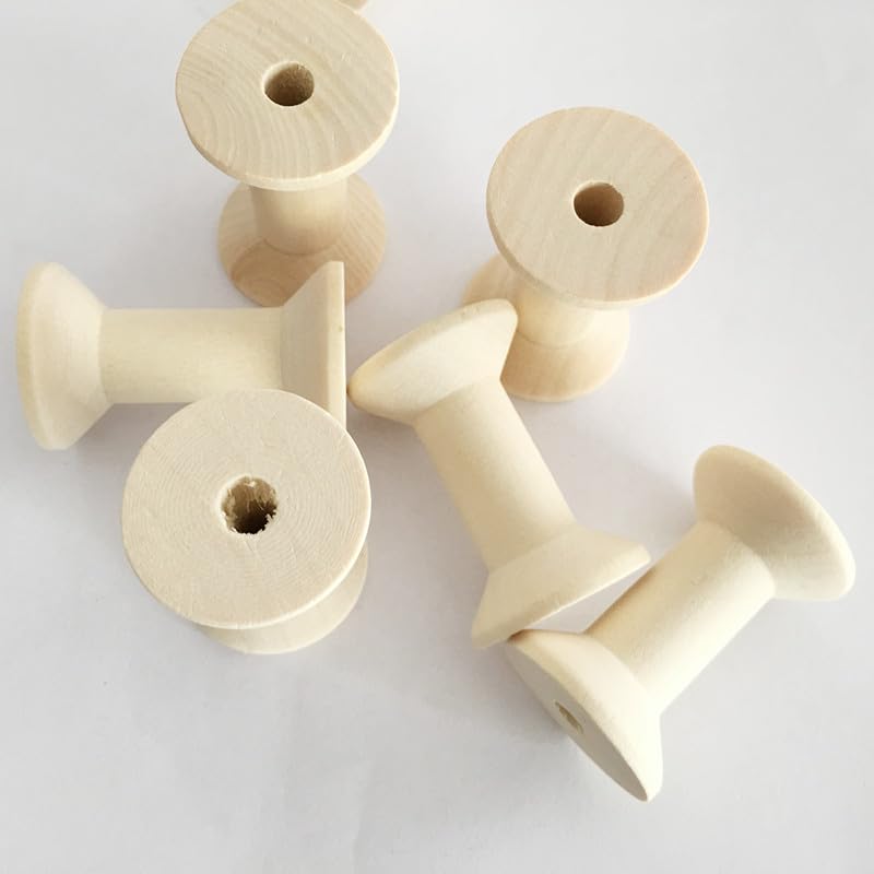 Lot de 200 bobines de fil en bois naturel - Vides - Décoratives - Pour travaux manuels, bricolage, chaîne (couleur d'origine) - 47 x 31 mm