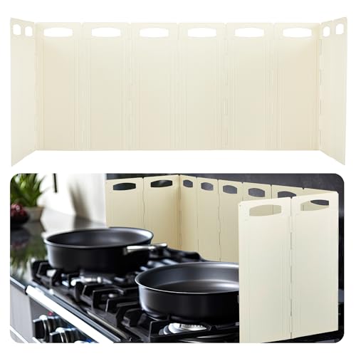 Geelin 10 Sided Oil Splatter Guard 5.7''x15.7'' Protection Splatter Shield for Stove for Kitchen Frying, Heat Resistant, Easy Clean, Adjustable Panels for Ultimate Protection