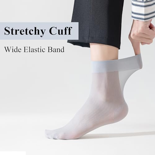Mottee&Zconia 24 Pack Mens Sheer Silk Thin Ultra Nylon Crew Sock Ankle Quater Socks for Men Business Casual Daily Breathable Fresh Soft Sock Size8-114