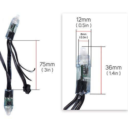 BTF-LIGHTING WS2811 Diffused Digital RGB LED Pixel String Light 12mm Individually Addressable Round LED Module 50pcs/String IP68 Waterproof DC 5V Works with