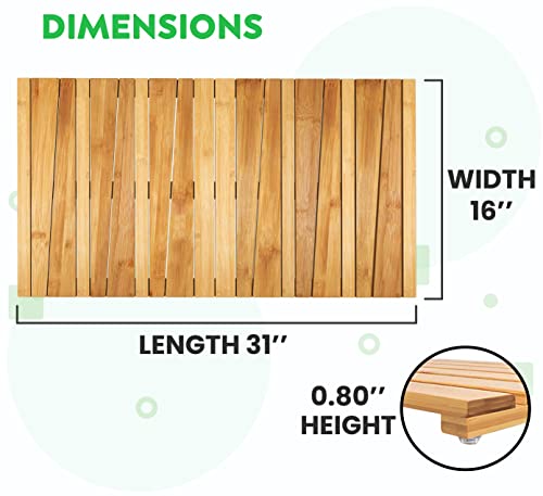 Bamboo Bath Mat - Stylish And Decorative Wooden Essential For Bathroom, Sauna, Pool And Tub - (31 X 16 Inch) #TOP1
