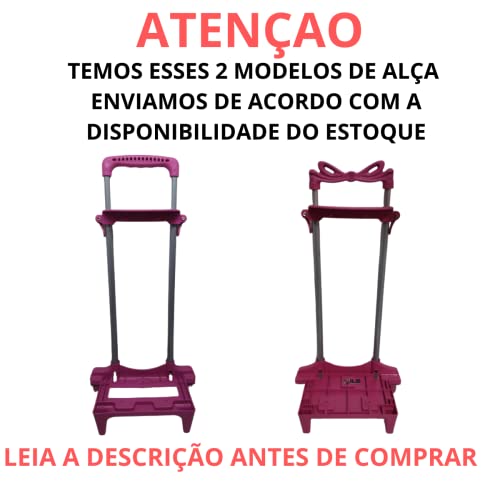 Carrinho Para Mochila Escolar Universal 2 Haste C/Trava 40 (Rosa)