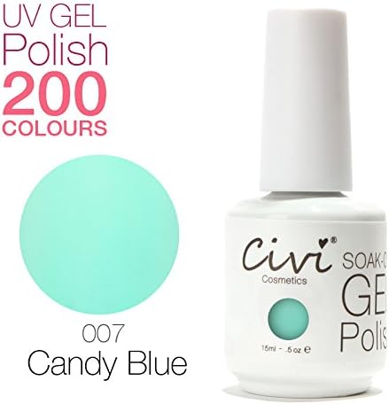 Civi Soak-Off UV/LED Gel Polish Nail Polish Long-lasting .5oz #007 Candy Blue