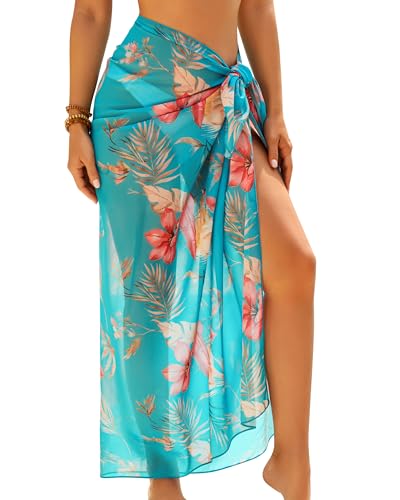 Image of Eicolorte Womens Beach Cover Up Chiffon Sheer Bikini Beach Swimsuit Coverup Sarong Pareo Wraps for Women