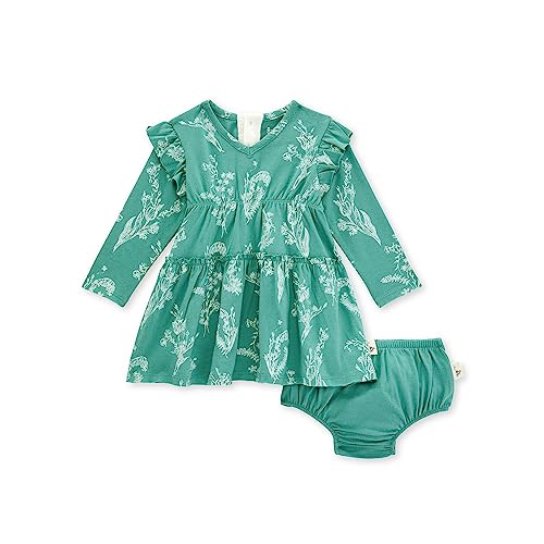 Image of Burt's Bees Baby Baby Girl's One Size Dress, Infant & Toddler, Short & Long-Sleeve, 100% Organic Cotton, Among Wild Flowers, 6-9 Months