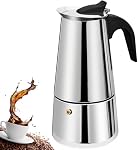 6 Cup Stovetop Espresso Maker Stainless Steel Moka Pot Espresso Maker Percolator Italian Coffee Maker Capable Mocha Coffee Machine Cafe Classic Maker for Home and Camping 300ml 10oz
