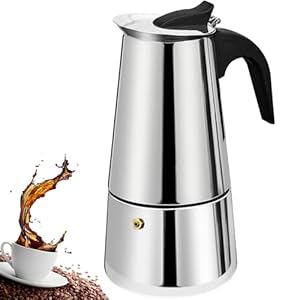 4 Tazze Stovetop Espresso Maker Moka Pot Espresso Maker in acciaio inox Percolator Italian Coffee Maker Capable Mocha Coffee Machine Cafe Classic Maker for Home e Camping 200ml 6.6oz