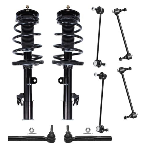 Image of Detroit Axle - FWD 10pc Front Struts Kit for Toyota 08-11 Highlander, Outer Tie Rods Front and Rear Struts & Coil Spring Sway Bars 2008 2009 2010 2011 Replacement Suspension Struts Shocks Assembly