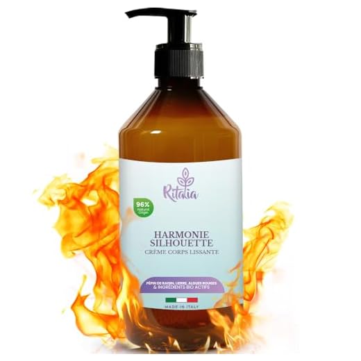 Ritalia® Crème anti cellulite raffermissante grand format 500 ml ingrédients BIO action puissant intensive cellulite incrustée cuisse et fesses après radiofréquence corps