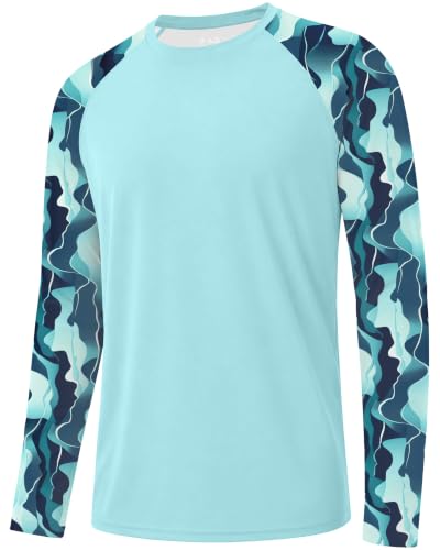 Image of FISHEAL Mens Long Sleeve Fishing Camo Shirts, UPF 50+ Sun Swim Rash Guard