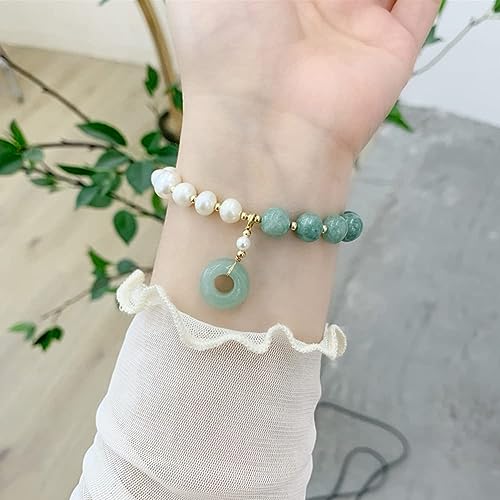 Burmese Jade Pearl Bracelet, Gemstone Charm Elastic Beaded Bracelet, Elastic Bracelet, Bracelet for Women4