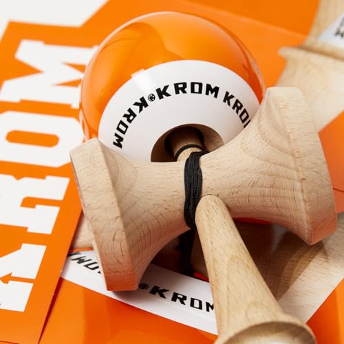 KROM - Kendama Pro Pop LOL Orange - Bilboquet Japonais - Jouet en Bois pour Adulte et Enfant - Pack : Ficelle de Rechange + Stickers offerts – vue 5