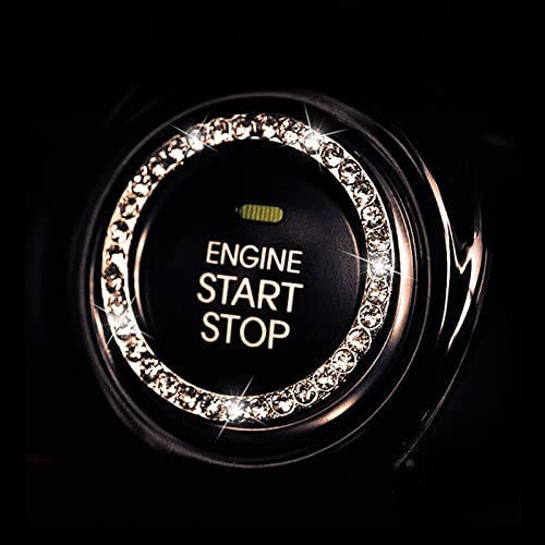 Keegtbox Bling One-Key Engine Start Stop Ignition Push Button Ring Cover Panel Sticker Fit For Women Car Suv Pickup Knobs, Buttons, Steering Wheels, Car A/C Knobs, Radio Switches Decoration (Silver) #TOP2