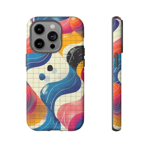 Coque rigide mate iPhone 14 Pro au motif géométrique abstrait haut de gamme