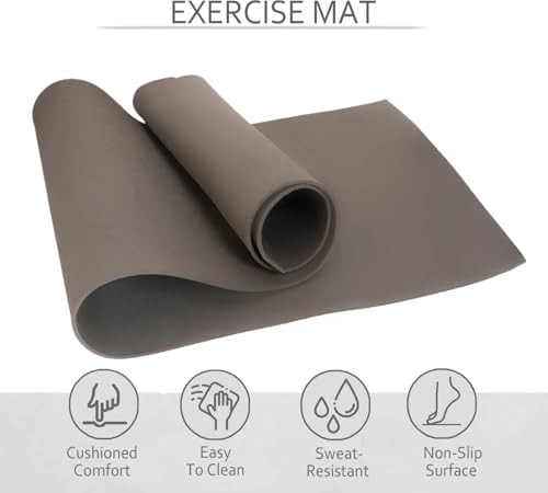 Image of Yoga Mat for Women & Men | High Density TPE Yoga Mat with 6mm Cushion | Non-Toxic, Sweat-Resistant & Double Sided Anti-Slip Exercise Mat | Lightweight & Portable with Carry Bag (Grey)
