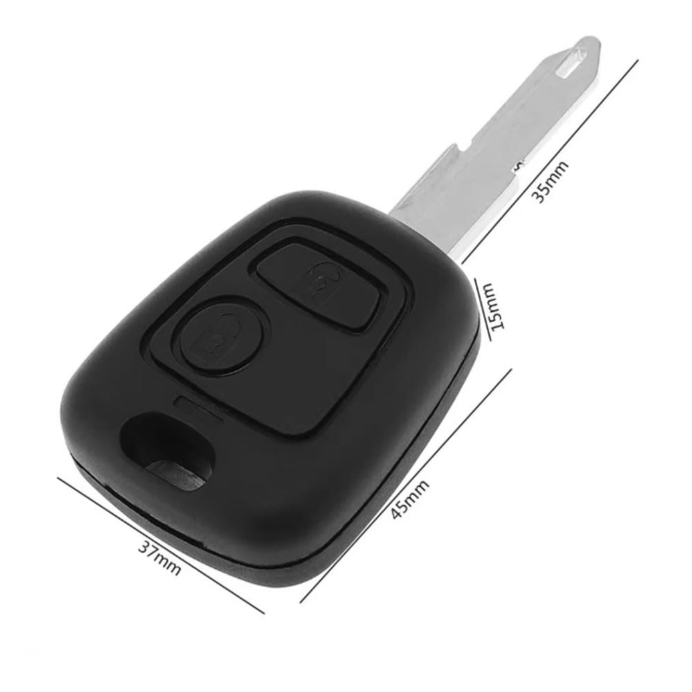 Peugeot 2-knops sleutelbehuizing - sleutelbaard kruisvormig met elektronica 433MHZ - ID46 transponder - Autosleutel.nl