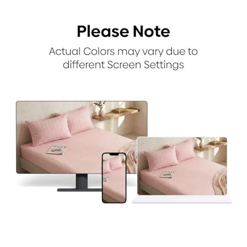 Image of Marrow Lane 300 TC Soft Air Cotton King Size Bedsheet Bed Sheet for King Size Bed (108x108 Inches) with 2 Pillow Covers | Ultra Soft, Breathable & Durable | Herringbone Arrow Design | Pink