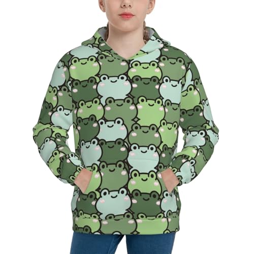 Cute Frog Cartoon Kid Hoodies Boys Sweatshirts Girls Pullover with Pocket