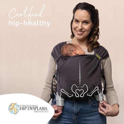 Image of Boba Bliss Pre-Wrapped Baby Carrier with Buckle - Newborn to 7-35 lbs Light, Breathable & Easy to Adjust Hybrid Infant Sling & Toddler Carrier - Certified Hip-Healthy for 0-18 Months - Charcoal