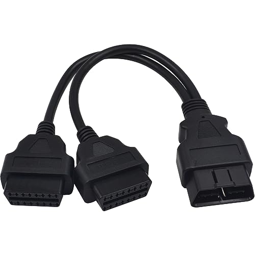 Cable de diagnóstico de 16 pines OBD2 divisor macho a doble hembra de 30cm para escáner coche