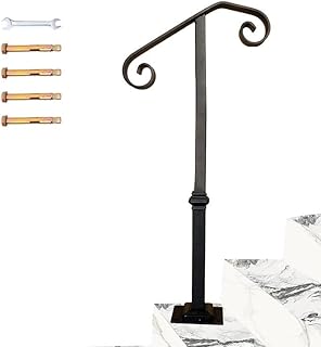 SPACEEUP Handrails for Outdoor Steps,38.8" Single Post handrail Fit 1-2 Steps Outdoor Stair Railing, Wrought Iron Handrail,Transitional Porch Railings