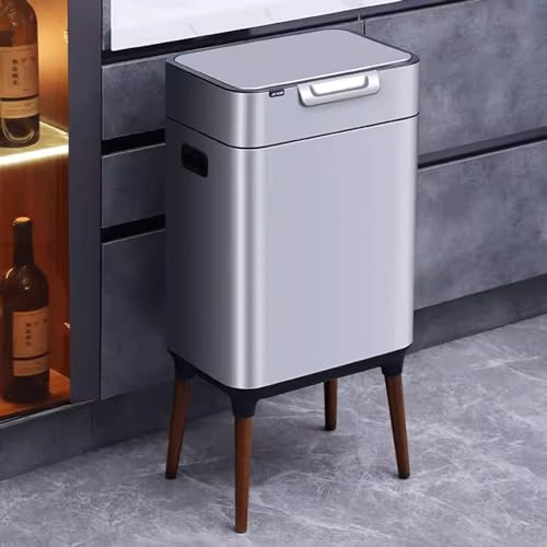 Bote de basura con tapa y pie alto 20L blanco miniatura 4