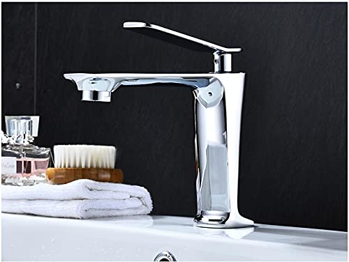 Mitigeur de lavabo en laiton chromé brillant style moderne épuré