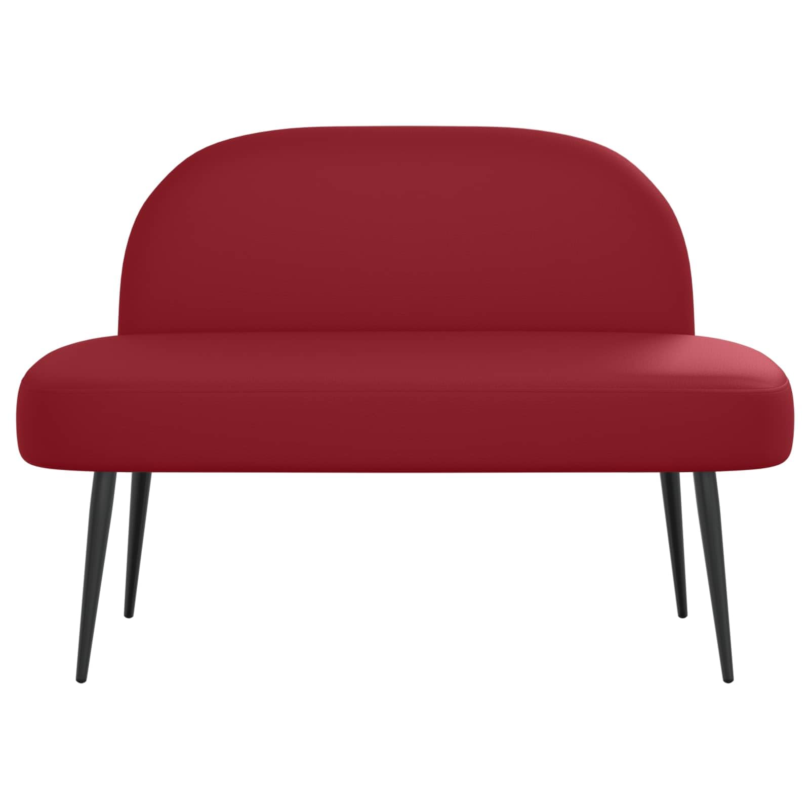 Gepolsterte Bank mit Rückenlehne Weinrot - 110 x 60 x 76 cm Kunstleder Sitzbank für Esszimmer, Wohnzimmer und Flur - Moderne Küchenbank 2-Sitzer mit Metallbeinen