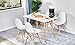 GreenForest Dining Table with Slick Top Wood Legs,Modern Mid Century Kitchen Table with Black Criss-Cross Metal Bars for Dining Room,Living Room,Small Spaces,44 x 30 Inch,White