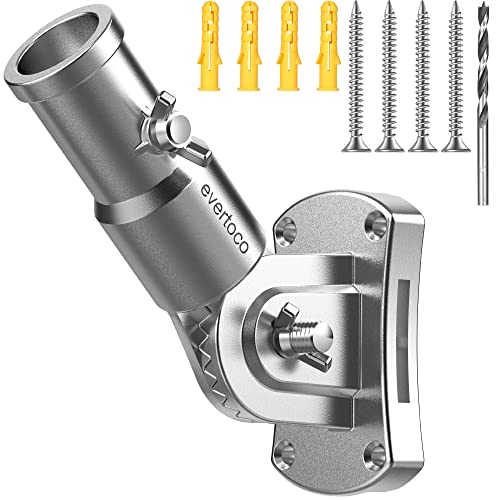 evertoco Heavy Duty T304 Stainless Steel Flag Pole Bracket - 180° Adjustable Flag Pole Holder for House with Two Installation Methods, Flag Holder for 1' Inner Diameter Pole, Wind Resistant &Rust Free