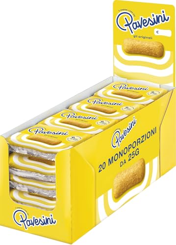 Pavesi Pavesini Classici, Biscotto Leggero per Colazione o Merenda, 25g | Confezione da 20 Monoporzioni da 25gr