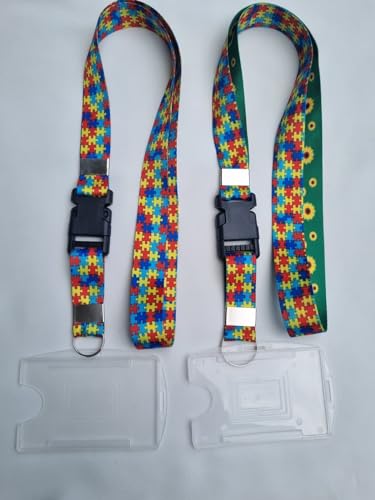 Cordão Autismo Conjunto Com 2 (1 Duplo Girassol E Quebra Cabeça/ 1 Quebra Cabeça), Cordão De Identif