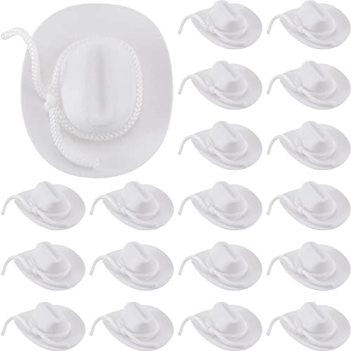 Mini chapeaux de cowgirl blancs de 5,1 cm pour poupée et loisirs créatifs DIY (24 pièces)
