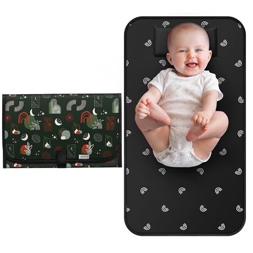 Image of Babebay Waterproof Portable Diaper Changing Pad, Foldable Travel Changing Mat for Baby Girl Boy, Lightweight Travel Changing Station, Boho Geometric Pattern