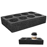 Ipetboom Bandeja Portavasos para Bebidas para Llevar con Soporte de Algodón Perlado Negro Capacidad para Material Resistente y Estable para Café y Refrescos Reutilizable