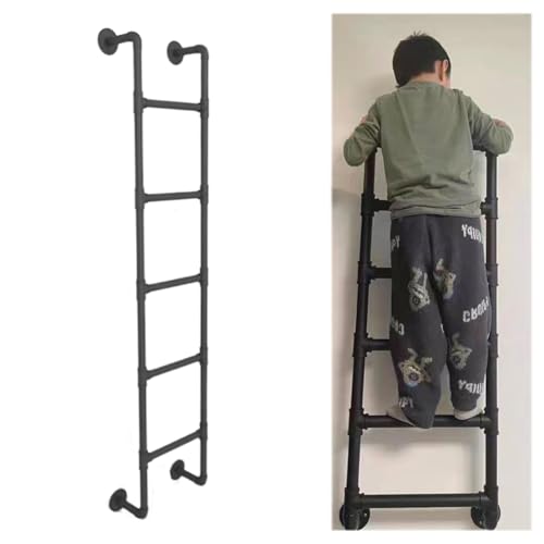 Image of Wall Mounted Straight Ladder for Home Bunk Beds, Loft Climbing, Basement Egress Window Emergency Fire Escape - Bedroom, Dormitory, Attics (White, 3.31.5ft)