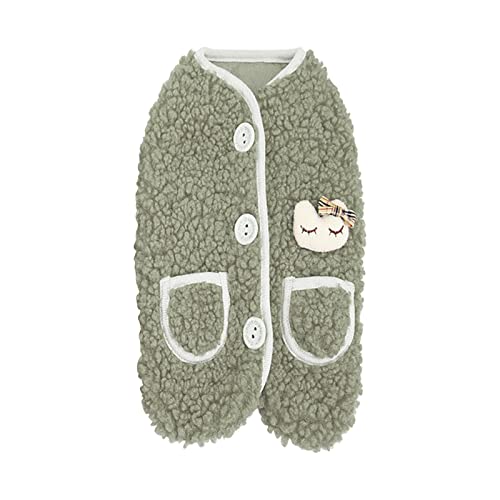 犬服 ペット服 秋冬 ドッグウェア ベスト 防寒 暖かい 可愛い 犬のジャケット 柔らかい 人気 ファッション ノースリーブ Tシャツ 背中開き 着脱簡単 抜け毛防止 タンクトップ 小型犬 軽量 快適 小中型犬 犬仮装犬服 猫服 ?外(グリーン,S)