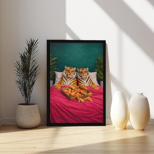 Poster tigre imprimé pizza 40,6 x 61 cm - Décoration de bureau - 6