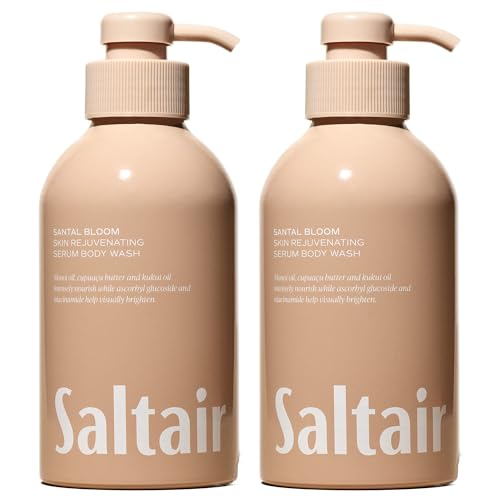 Saltair Body Wash, Santal Bloom 2-Pack. Moisturizing Body Cleanser with Monoi Oil and Cupuacu Butter. Luxury Shower Gel for Women. Vegan, Cruelty-Free Paraben Free. 2x 17oz Pump Bottles