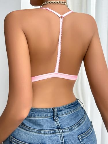 Image of SHENHE Women's Lace Front Closure Y Back Bra Padded Triangle Racerback Bralette Wireless Bra