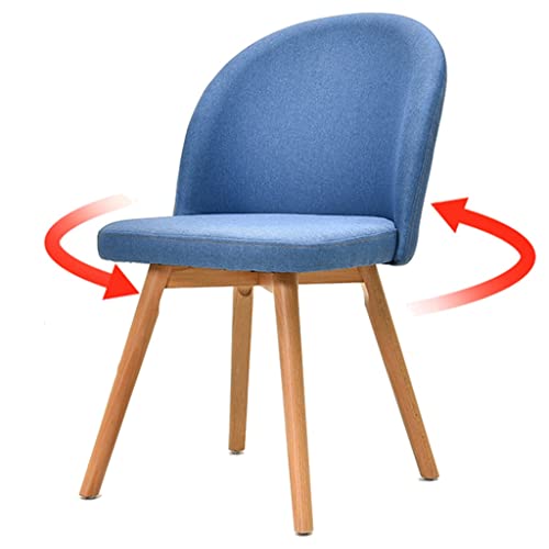 Bürodrehstuhl aus Massivholz mit Stoffrücken und 175 kg Tragkraft, Blau, 42 x 42 x 82 cm