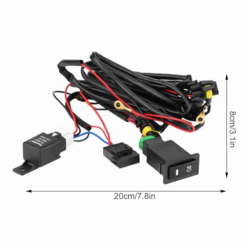 Universal 12V LED Fog Light Switch Wiring Harness Kit with Relay, On/Off Control for Car