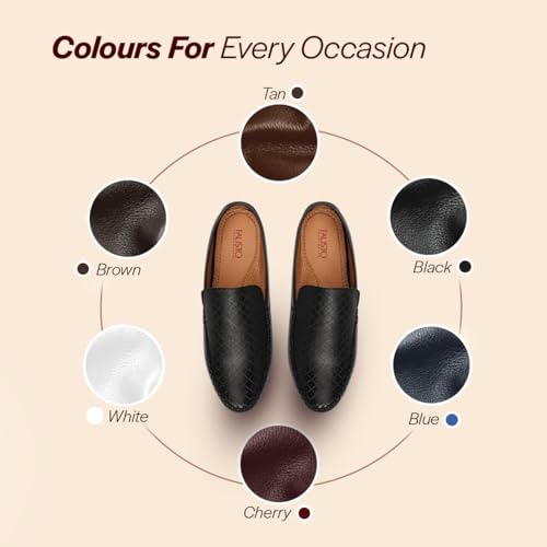 Image of FAUSTO Mens Perforated Stylish Driving Moccasins | Half Shoes for Office & Outings | Driving Loafers | Casual and Formal Mules | Soft Cushioned Insole