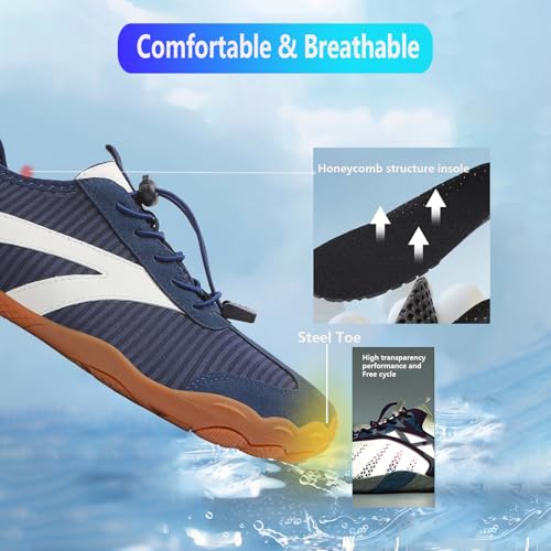 Image of Beach Water Shoes for Women Men Quick Dry Non-Slip Wide Toe Hike Barefoot Footwear for Beach Pool Aqua Swim Surf Walk