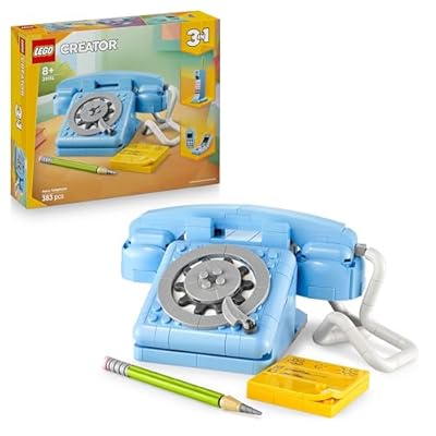 LEGO Creator 3-in-1 Retro-Telefon Spielzeug mit Wählscheibe – verwandelbar in EIN 1980er-Modell oder Zwei Mobiltelefone aus den 2000ern – kreatives Geschenk für Kinder ab 8 Jahren – 31174