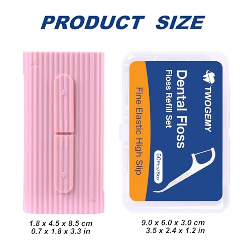 Pink Dental Floss, 2 Pack 10 Count and 50 PCS/Box, Total Package of 70 Picks Adult Floss in Set Meal. The Perfect Portable Flossing Travel Set for Cleaning Teeth and Oral Care.(Pink 2+1)